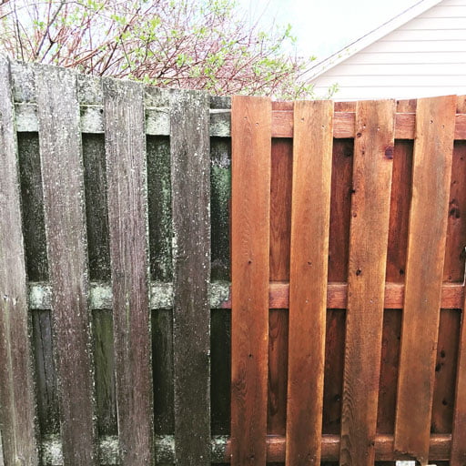 fence power washing before after